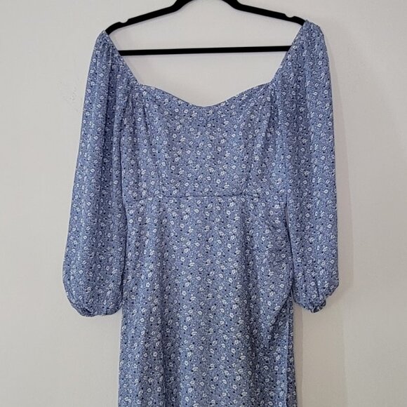 Abercrombie & Fitch Blue Floral Printed Dress XSP - Picture 5 of 6